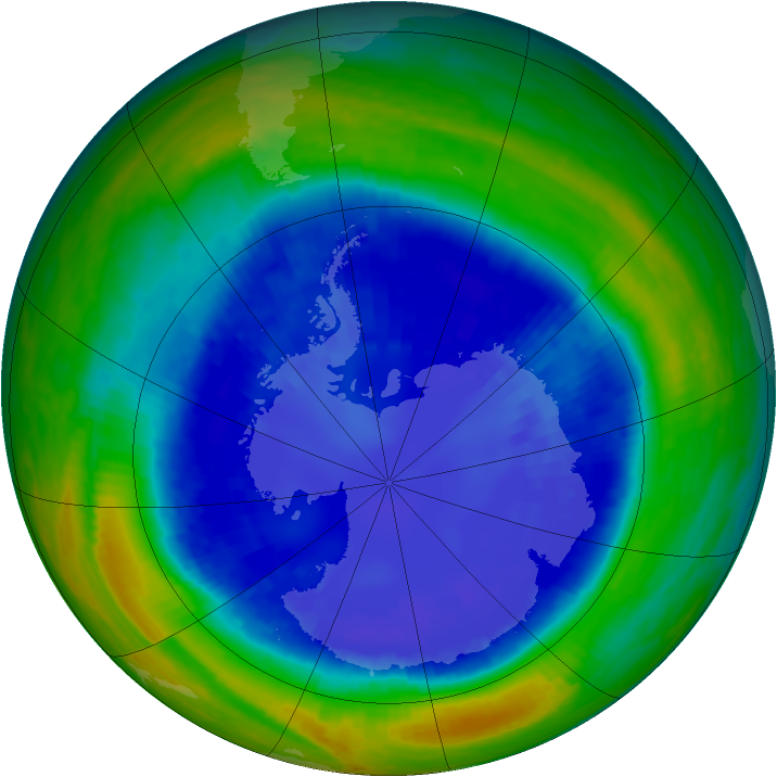 Antarctic ozone map for 01 September 2001